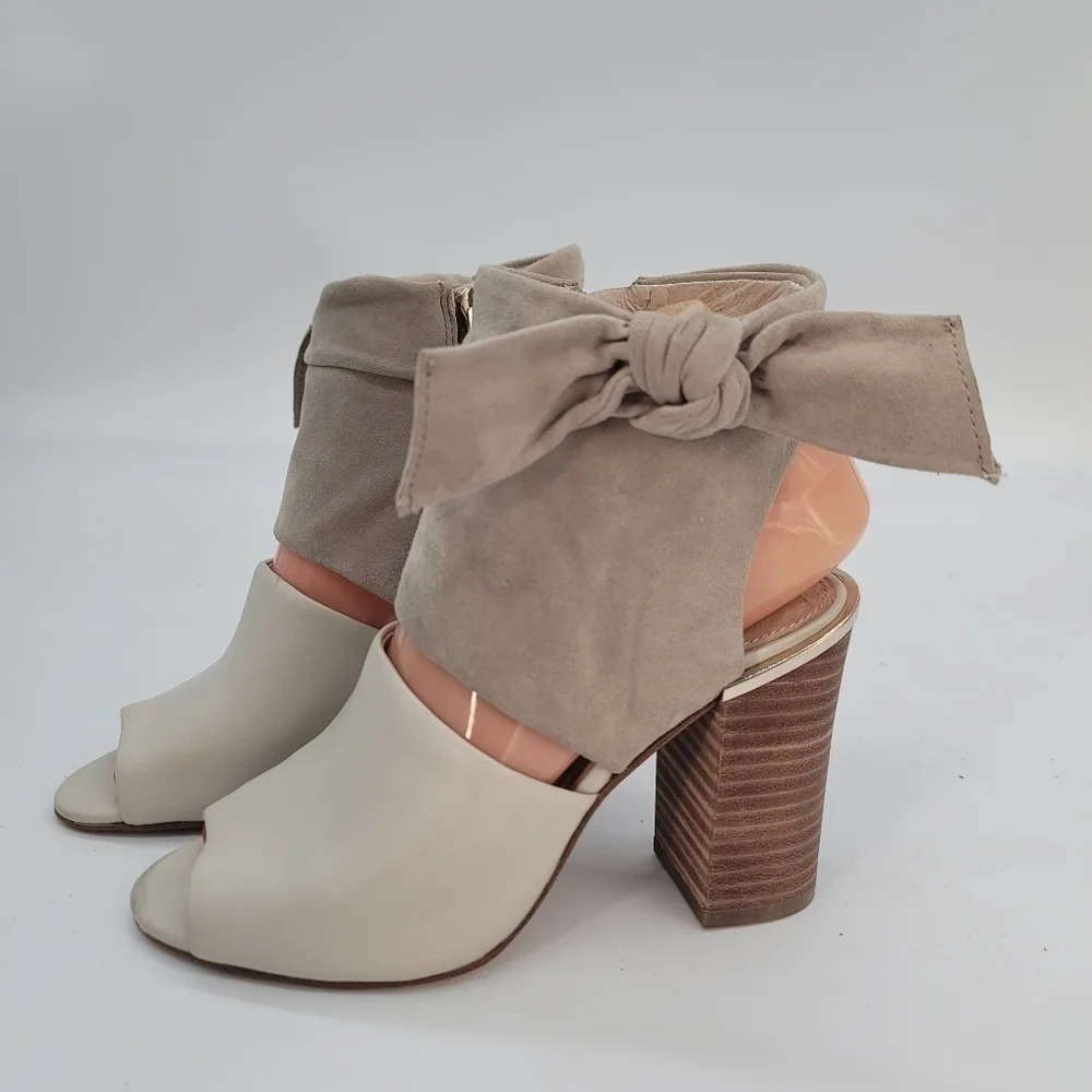 Louise et Cie Lo- Katlin 5.5 M Bone Tan Gray Ankle Suede Leather Women Sandals